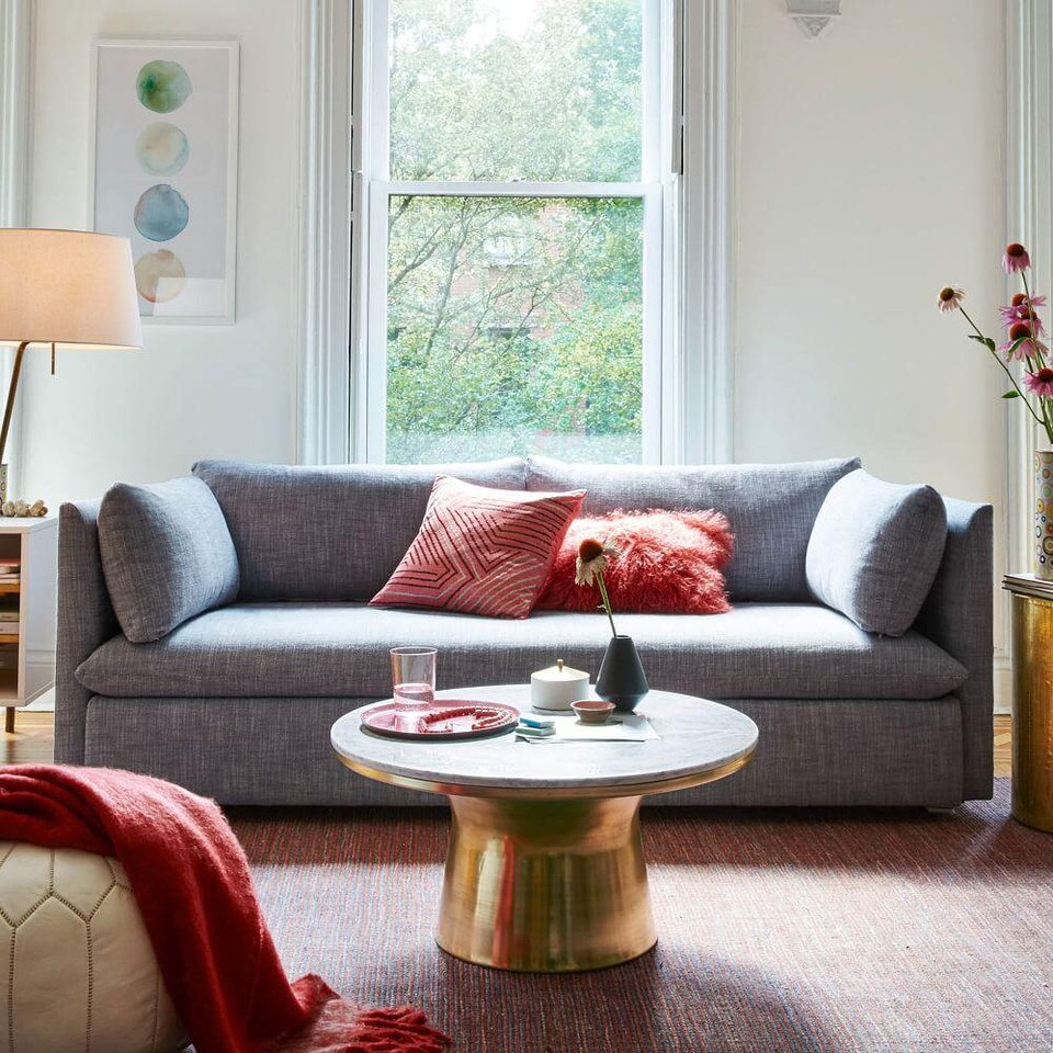 MarbleTopped Pedestal Coffee Table west elm United Kingdom